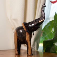 Charger l'image dans la galerie, Statuette Eléphant Africain - Noir & Beige