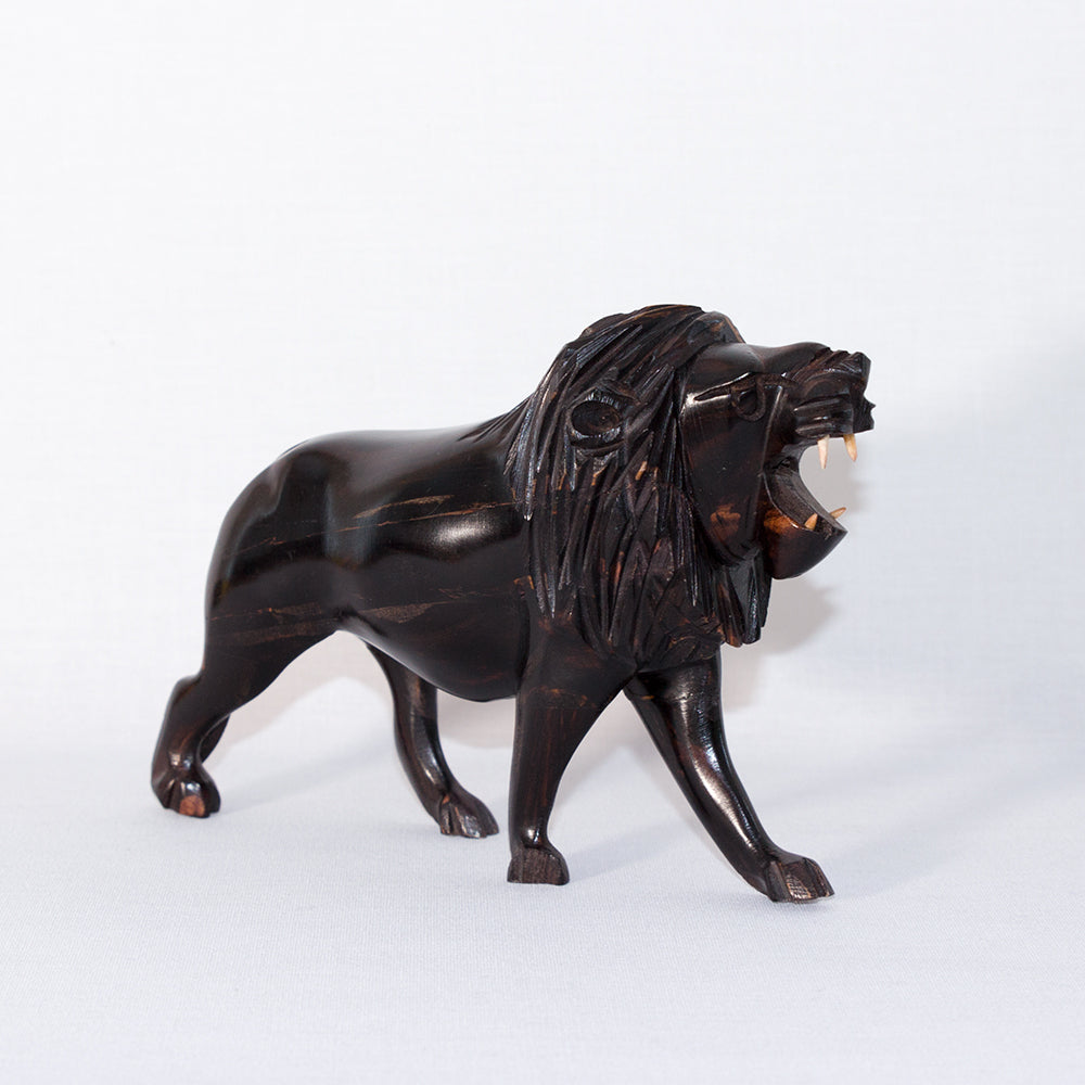 Statuette Lion Africain - Noir & Beige