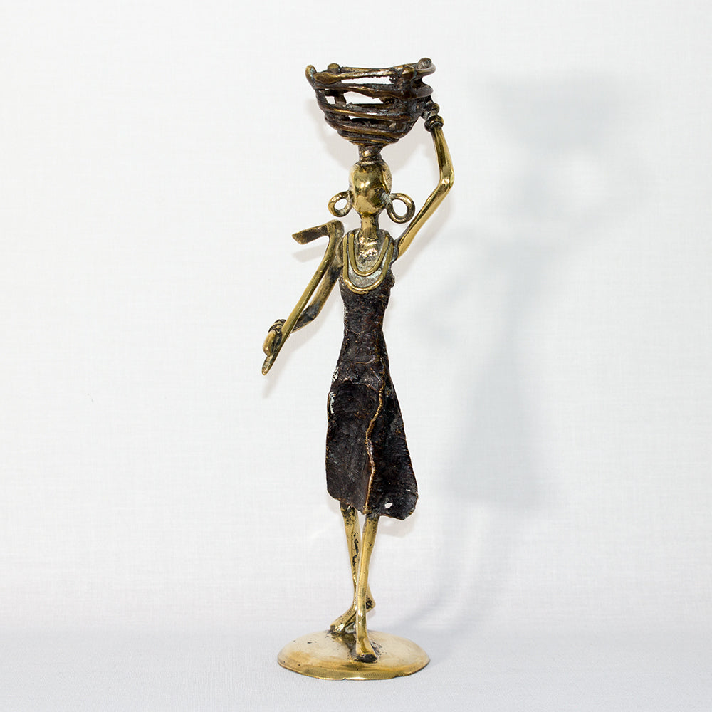 Statuette Femme Africaine - Daba - Bronze Noir