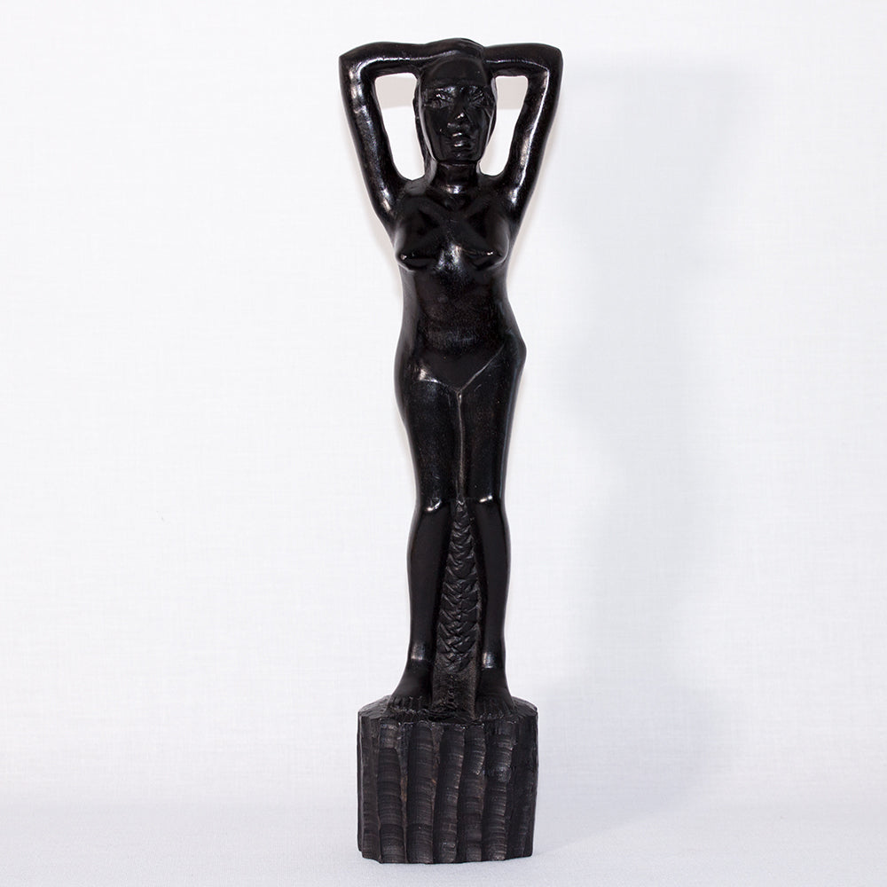 Statuette Femme Africaine - Mains sur la Tête - Bois